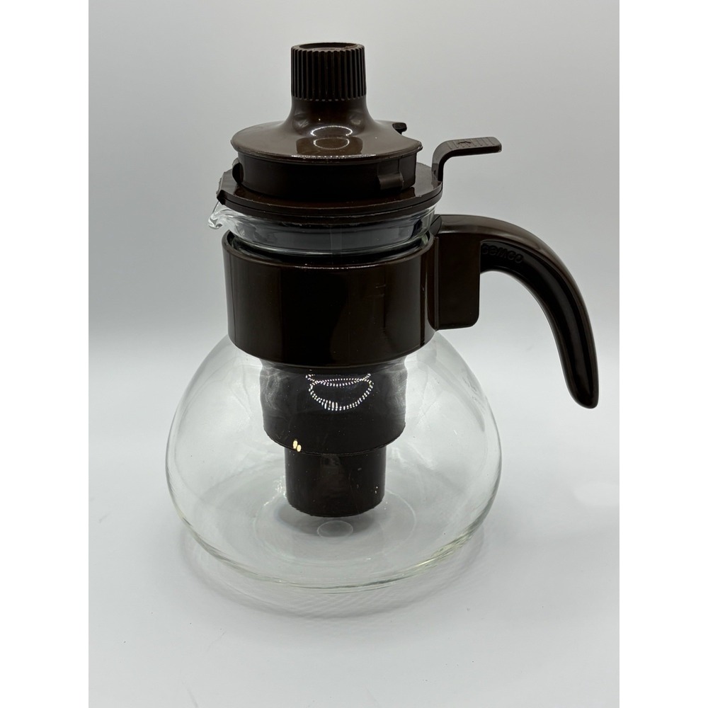 Vintage Gemco Heat Resistant Glass Coffee Pot Tea Kettle With Brew Basket I-3